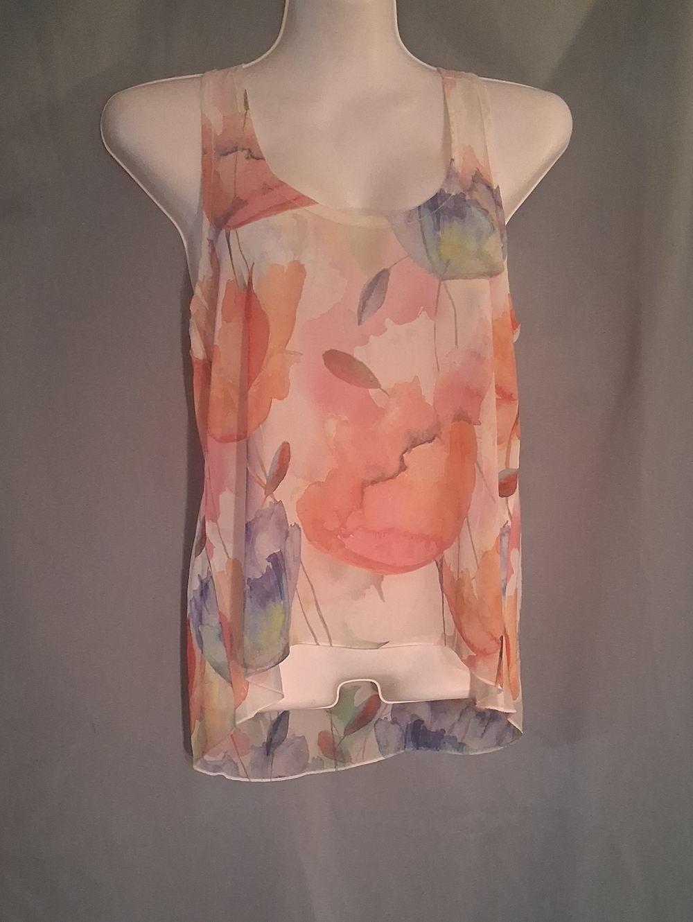 Floral Watercolor Sleeveless Tank Top - Pink & Pastel
